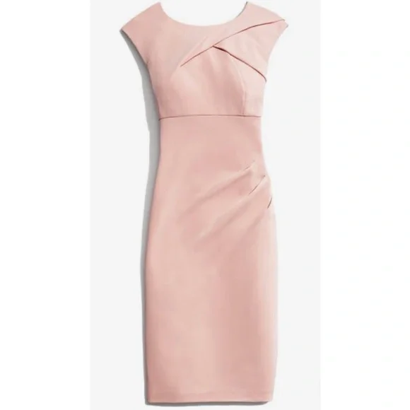 adrianna papell pleated crepe sheath dress Adrianna Papell Pleated Bow Midi Dress Women's Dress Spiced Apricot : 12
